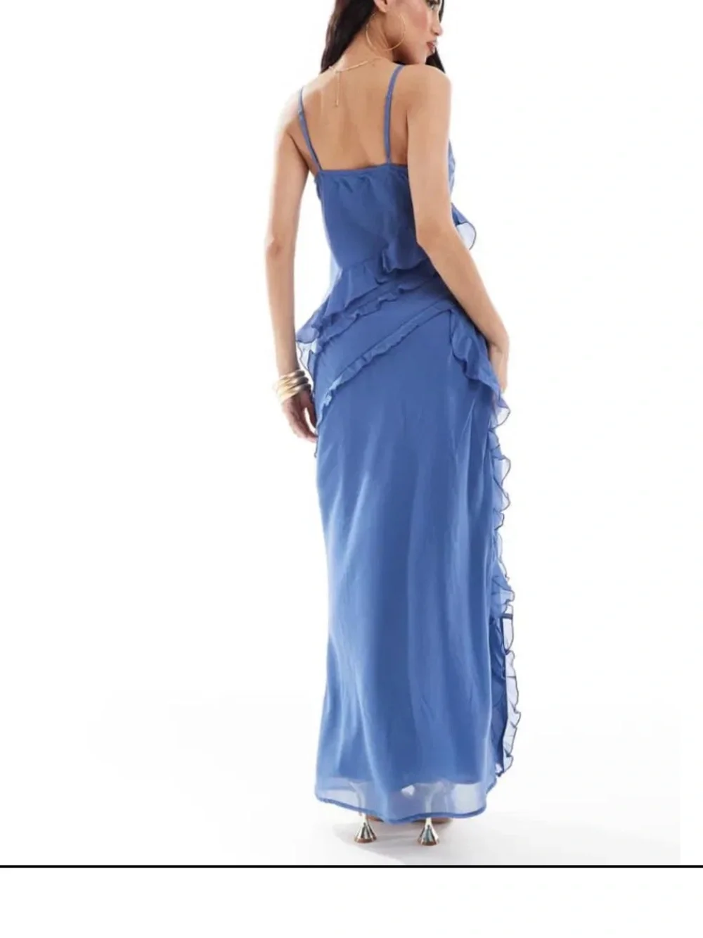 Abercrombie & Fitch Cornflower Blue Slip Dress ruffle fairy wedding guest